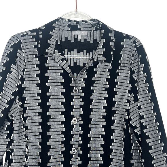 HABITAT Embroidered Cotton Wrap Around Button Down Shirt Black White Womens M - Picture 5 of 9